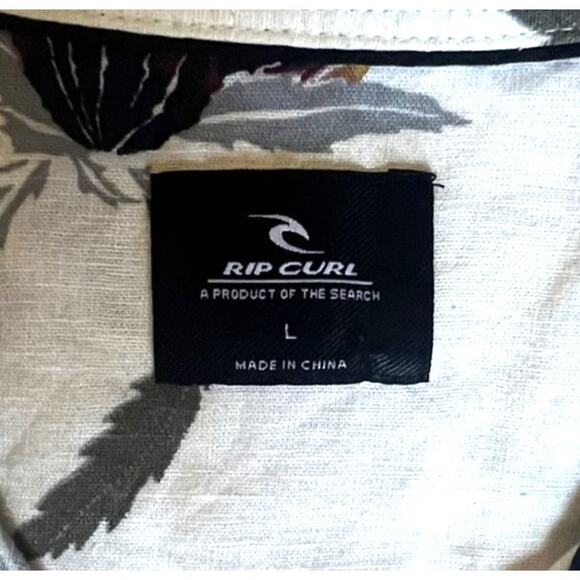 Rip Curl Men's Large Linen Cotton Blend Hawaiian Casual Button-Down Shirt - Picture 6 of 9